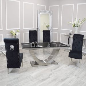 Arial Dining Table Black Glass And Emma Chairs