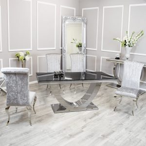 Arial Dining White Glass Table and Nicole Chairs In England