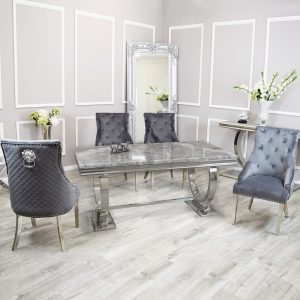 Arial Grey Marble Dining Table and Emma Chairs