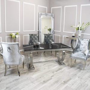 Arianna Dining Set Black Glass Table and Duke Chairs