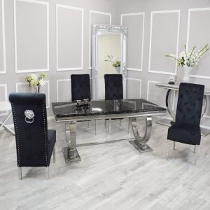 Arianna Dining Set Black Marble Table and Emma Chairs