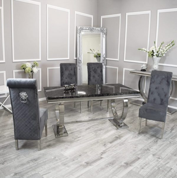 Arianna Dining Set Black Marble Table and Emma Chairs