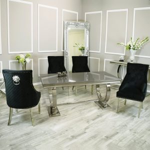 Arianna Dining Set Grey Glass Table and Bentley Chairs