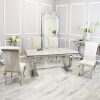 Arianna Dining Set Ivory Smoke Marble Table and Nicole Chairs