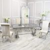 Arianna Dining Set Light Grey Marble Table and Nicole Chairs