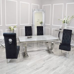 Arianna Dining Set White Glass Table and Emma Chairs