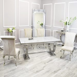 Arianna Dining Set White Glass Table and Nicole Chair