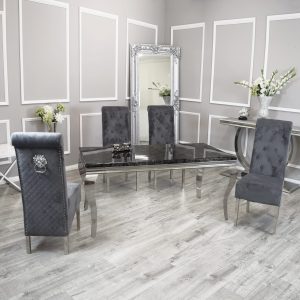 Louis Dining Black Marble Table and Emma Chairs