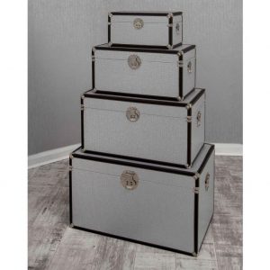 Silver & Black Storage Box Set of 4 in England